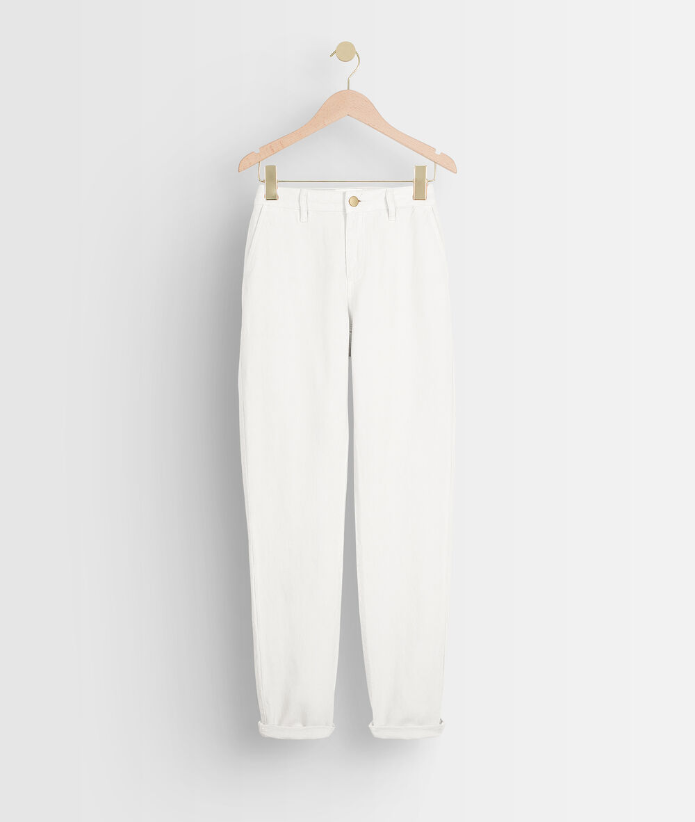 Ecru straight-fit broek van linnen en katoen farel ecru.