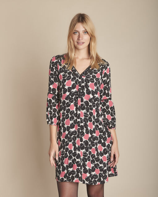 Robe droite imprim&eacute;e icone rose fluo.