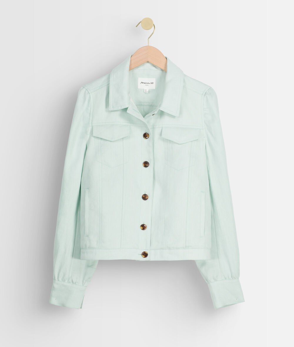 Blouson en lin vert amande passion amande.