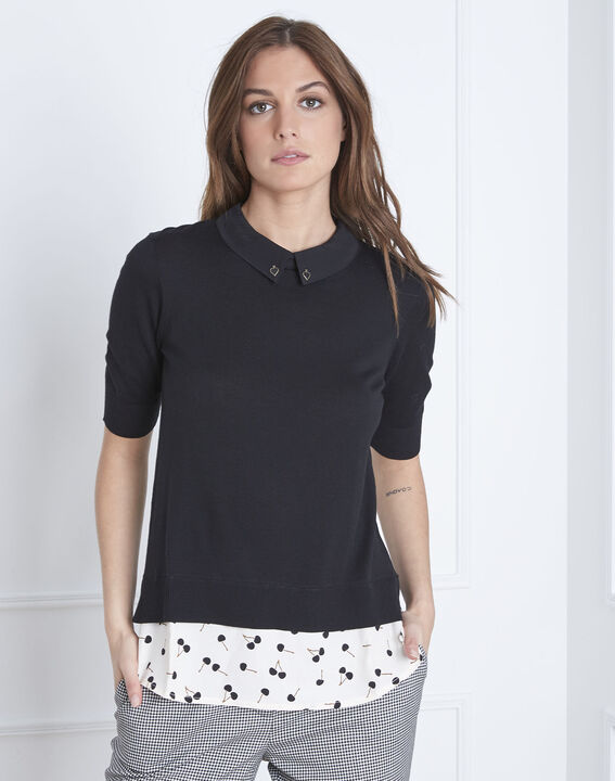 Pull noir col chemisier As | 1-2-3 Pull noir col chemisier As PhotoZ | 1-2-3