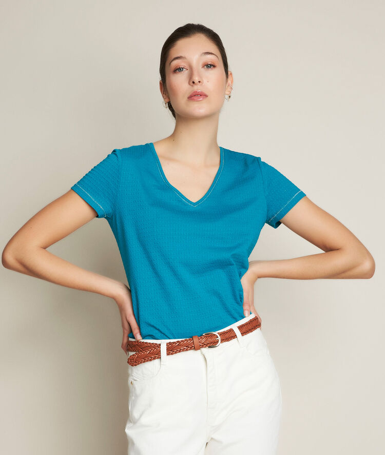 Blauw t-shirt reglisse turkoois.
