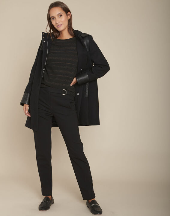 Pantalon en microfibre noir Eole | 1-2-3 Pantalon en microfibre noir Eole PhotoZ | 1-2-3