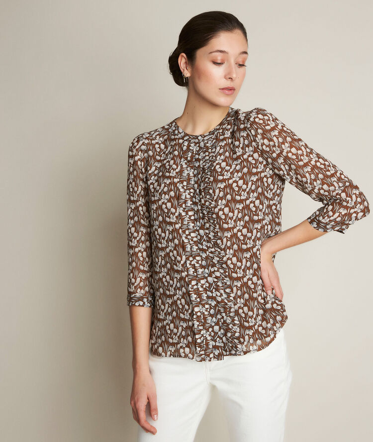 Blouse imprim&eacute;e maggie camel clair.