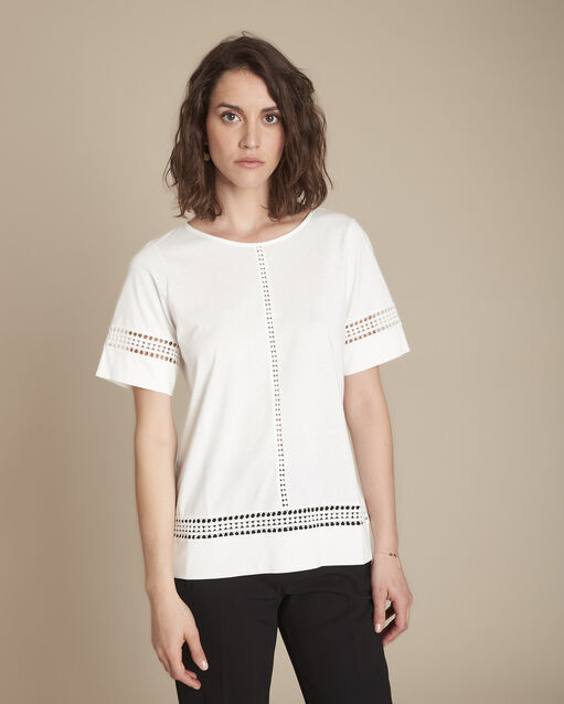 Tee-shirt écru en dentelle Cadix (1) - Maison 123