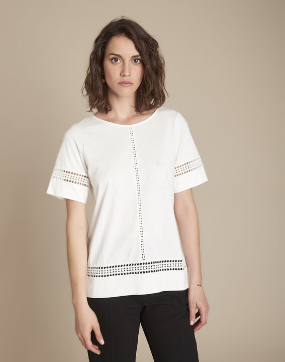 Tee-shirt écru en dentelle Cadix | 1-2-3 Tee-shirt écru en dentelle Cadix PhotoZ | 1-2-3