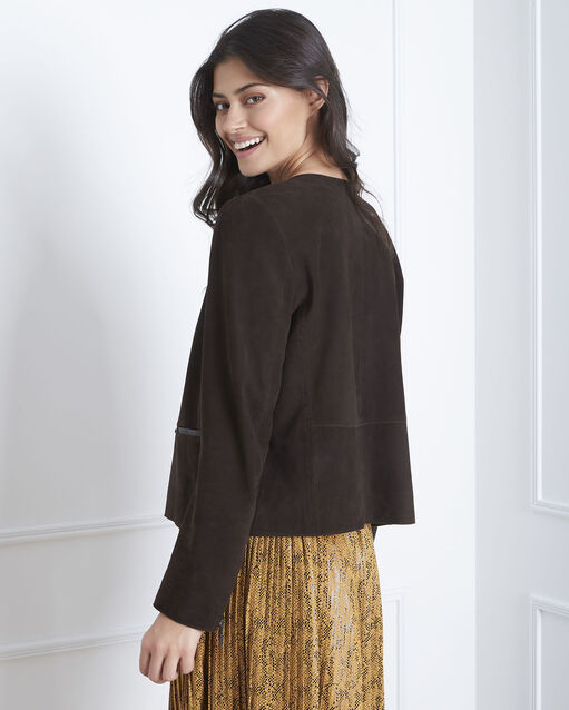 Veste marron cuir velours thea marron fonce.