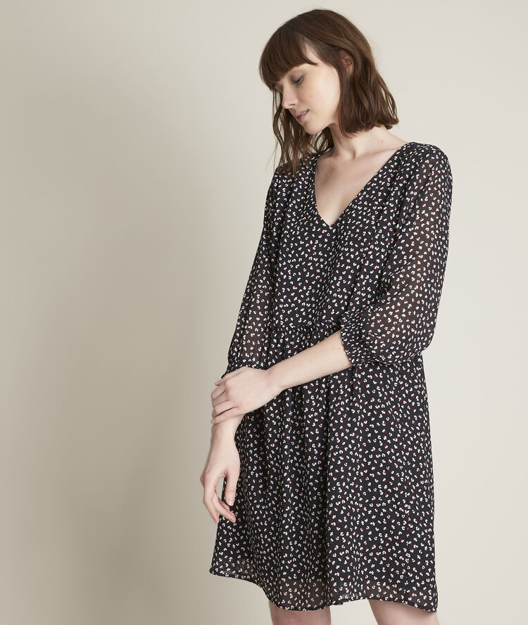 Robe courte imprim&eacute;e clarisse noir.