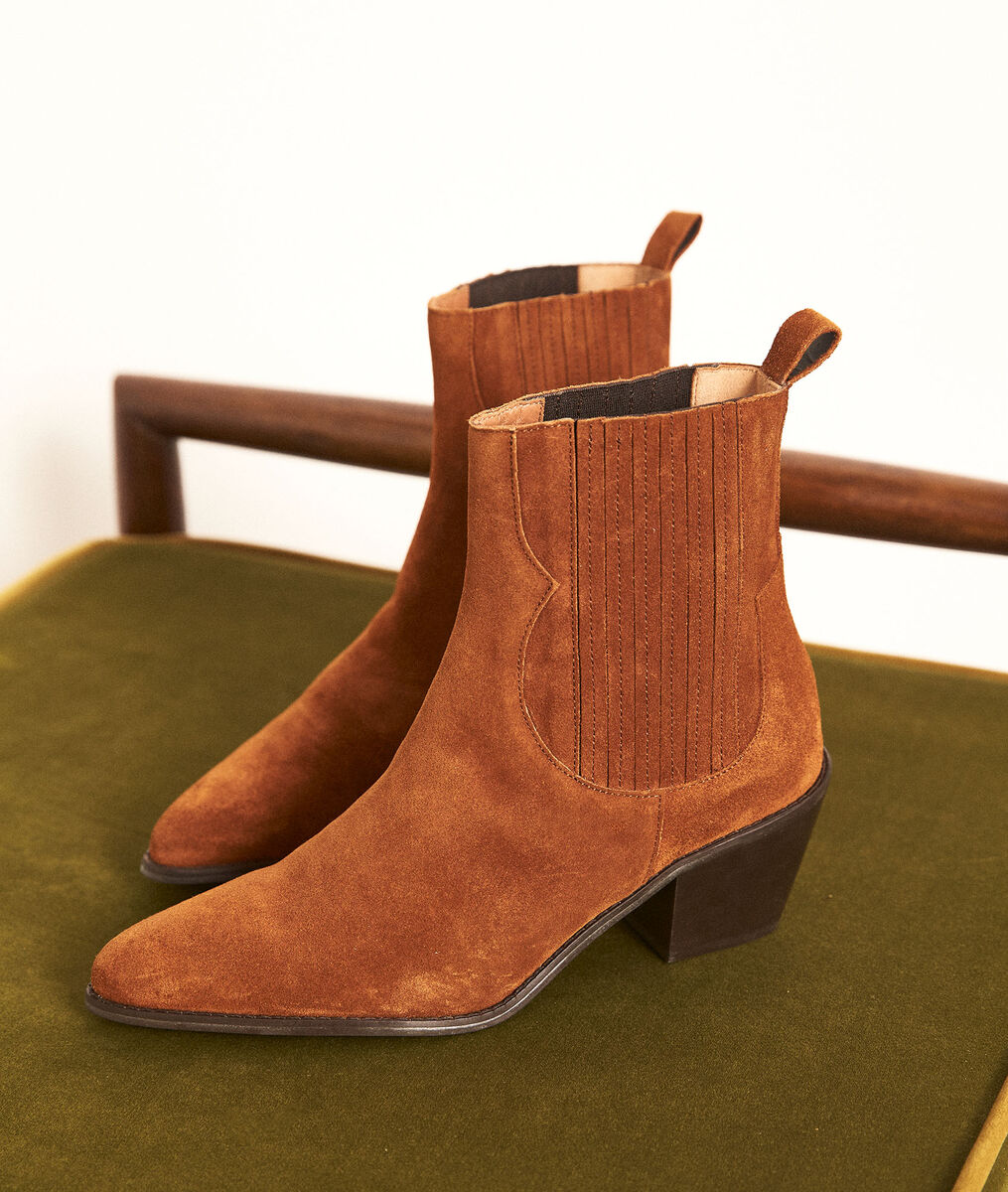 Lage cowboylaarzen van chocoladebruin veloursleder Habby | 1-2-3 Lage cowboylaarzen van chocoladebruin veloursleder Habby PhotoZ | 1-2-3