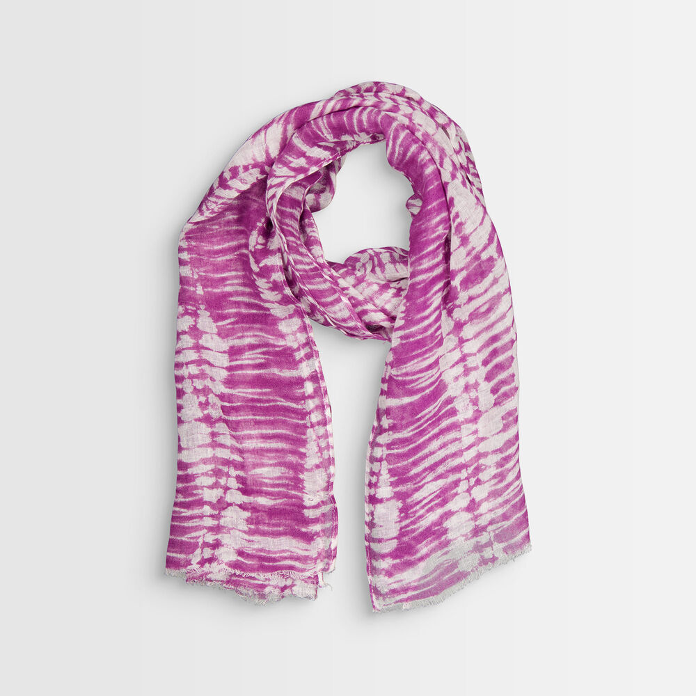 Foulard en lin tie and dye brad bougainvilliers.