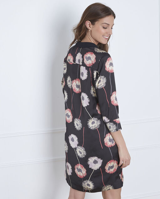 Robe noire imprimé fleuri léontine noir.