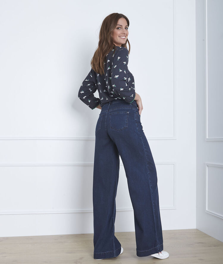 Jean flare taille haute chamade marine.