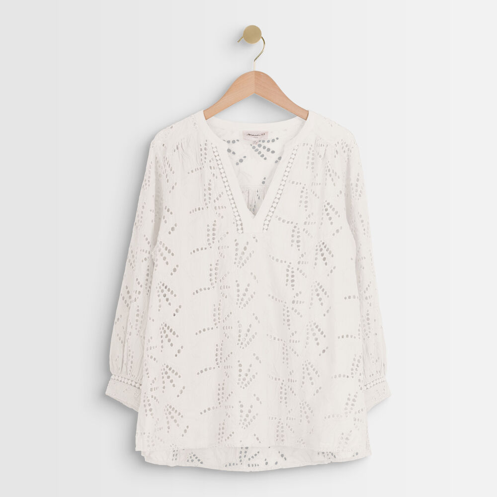 Blouse en coton brodé écru tebene ecru.
