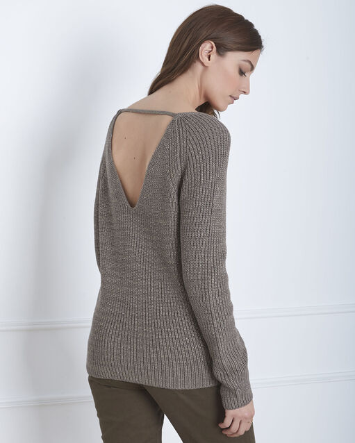 Kakifarbener pullover aus lurex-gewebe aboukir kaki.