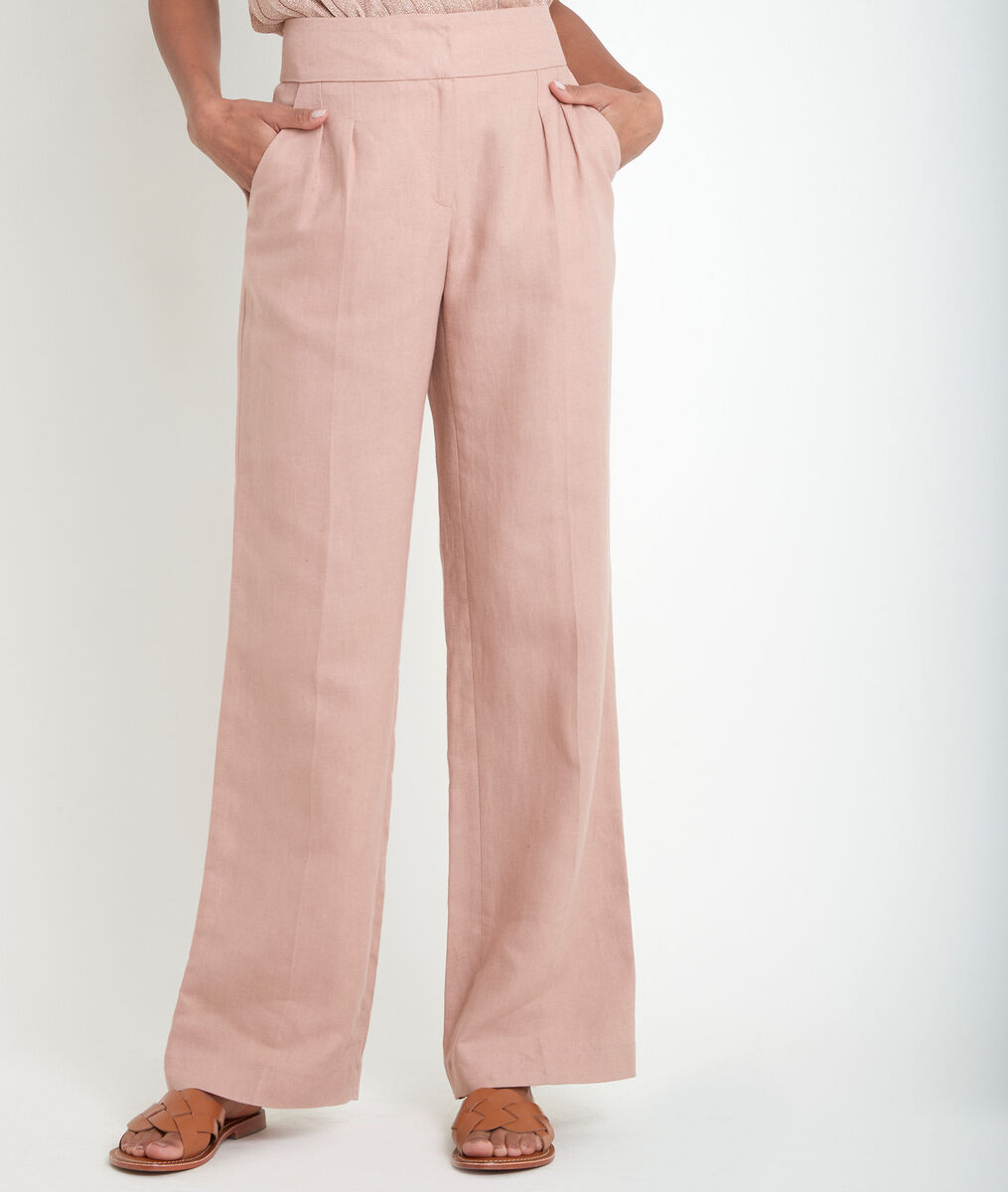 Pantalon large rose en coton et lin Galaxy | 1-2-3 Pantalon large rose en coton et lin Galaxy PhotoZ | 1-2-3