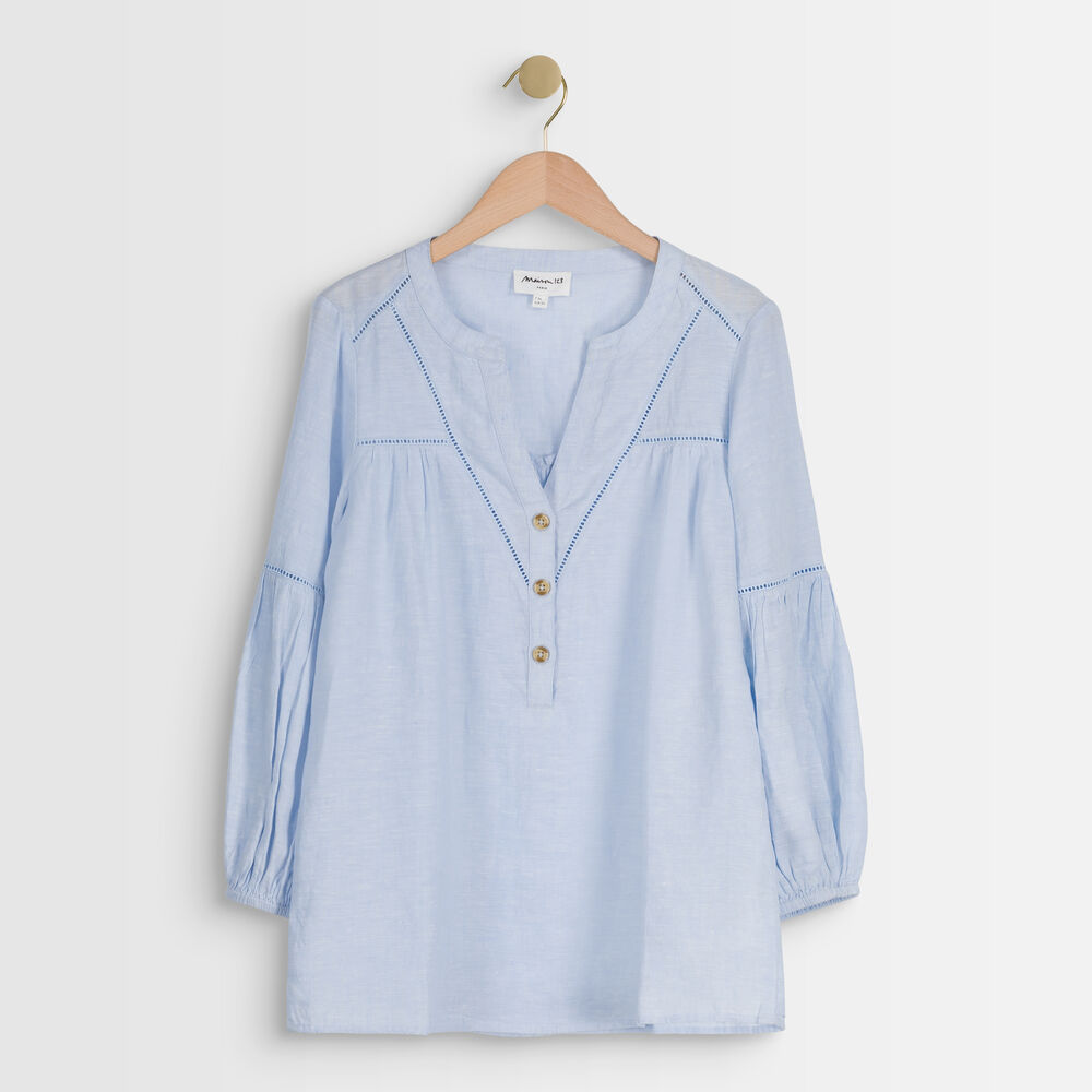 Blouse en lin bleu ciel tevi ciel.