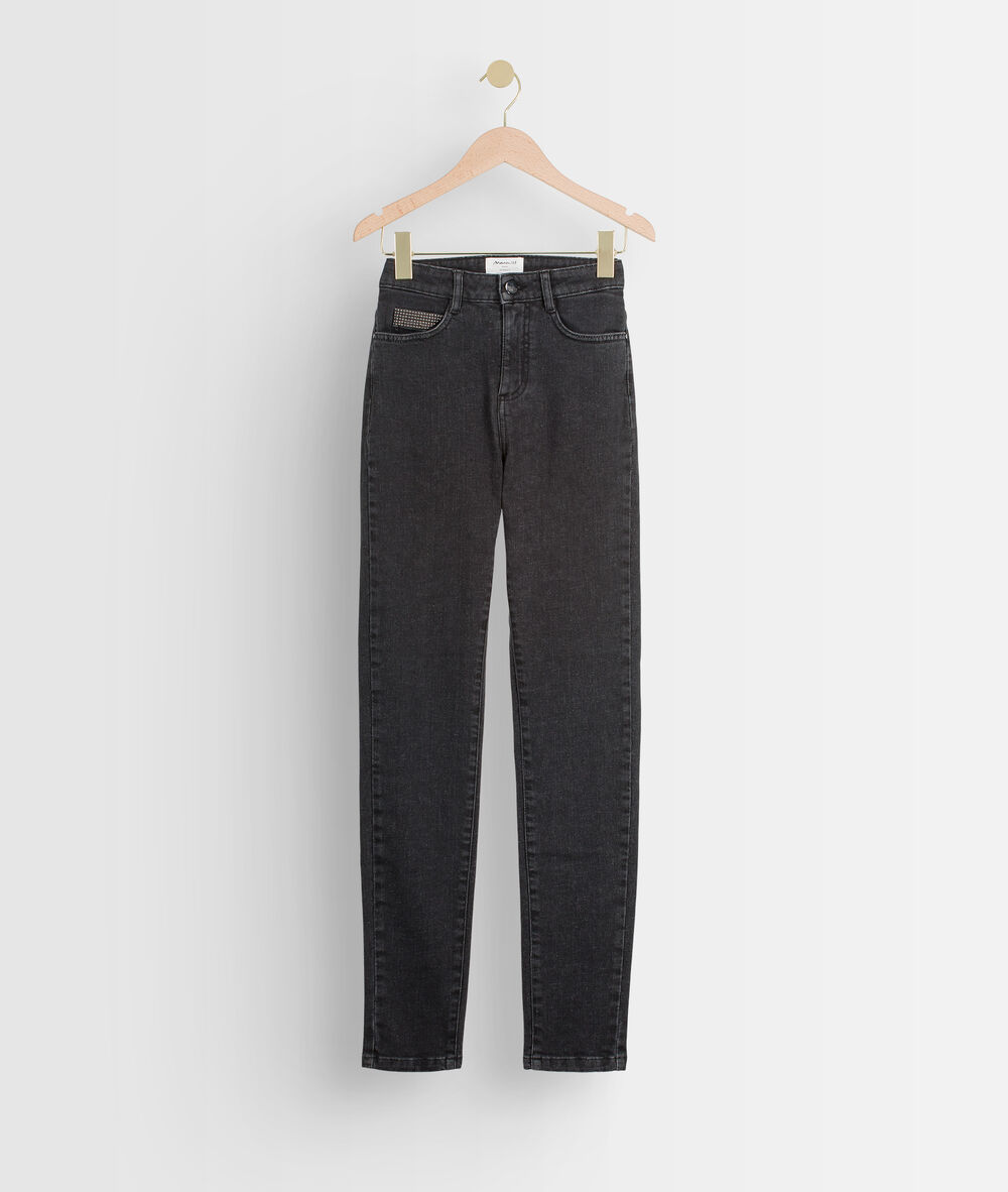 Grijze jeans naty met schitterende details gris fonce.
