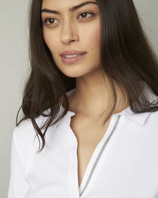 Tee-shirt blanc encolure v en lurex primerose blanc.