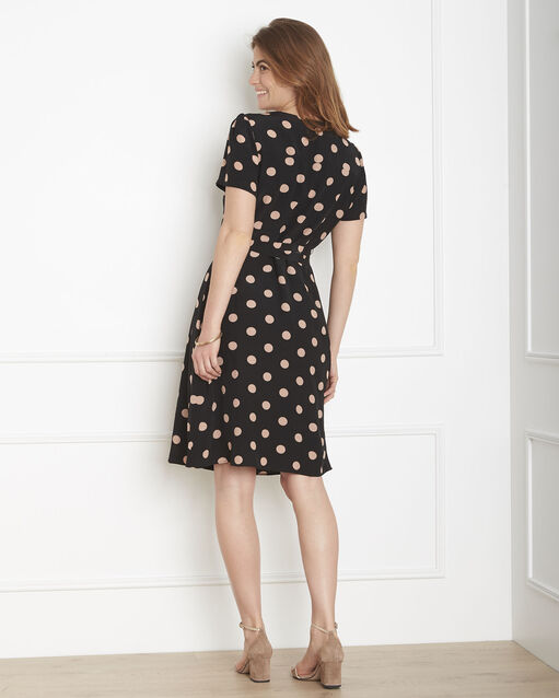 Robe noire à pois cache-cœur lucrece noir.