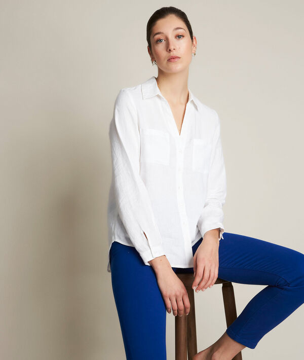 Chemise en lin blanche Evolie | 1-2-3 Chemise en lin blanche Evolie PhotoZ | 1-2-3