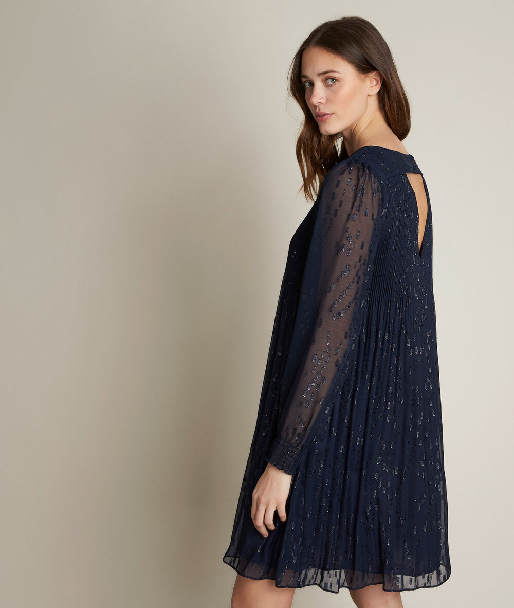 Robe plissée lurex coralia myosotis.
