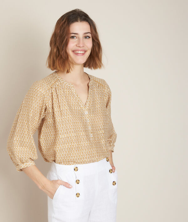 Blouse imprimée jaune Elvire | 1-2-3 Blouse imprimée jaune Elvire PhotoZ | 1-2-3