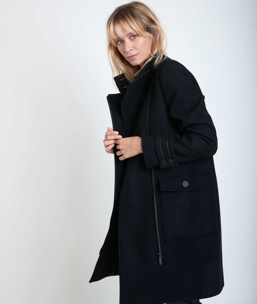 Manteau en laine recyclée osaka noir.