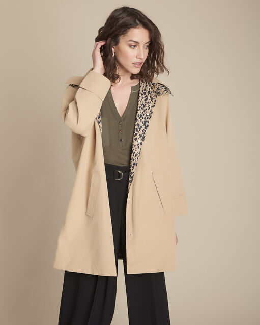 Omkeerbare camel parka met fantasieprint queen camel.