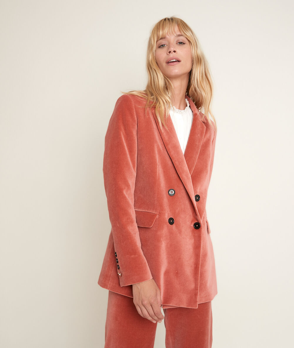 Veste en velours tilleul goyave.