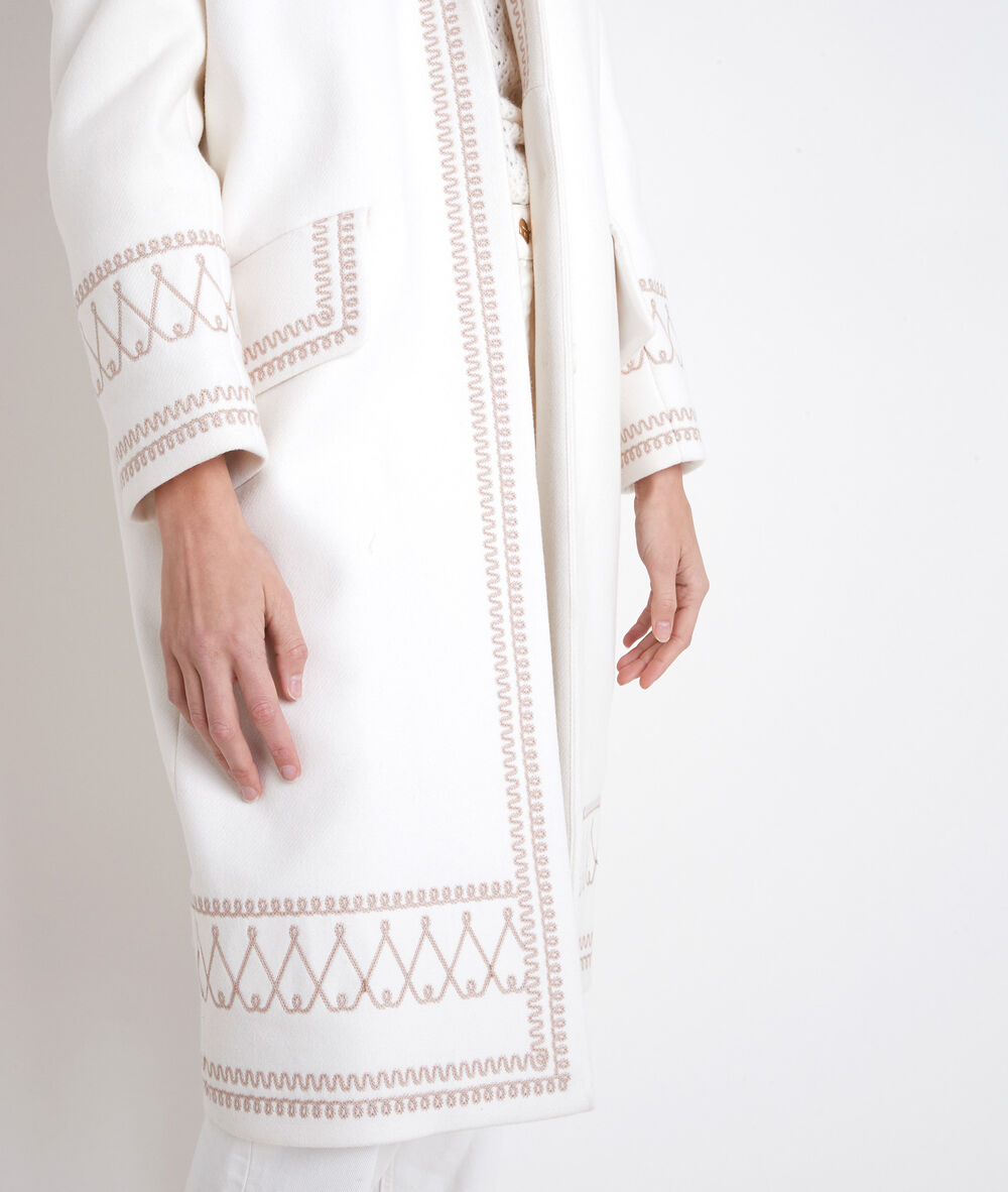 Manteau écru brodé oxana ecru.