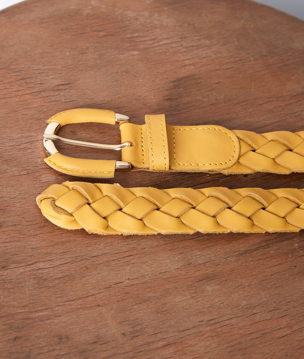 Ceinture tressée en cuir jaune Swan | 1-2-3 Ceinture tressée en cuir jaune Swan PhotoZ | 1-2-3