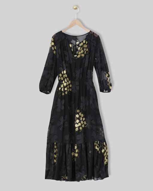Robe noire longue imprimée rena noir.