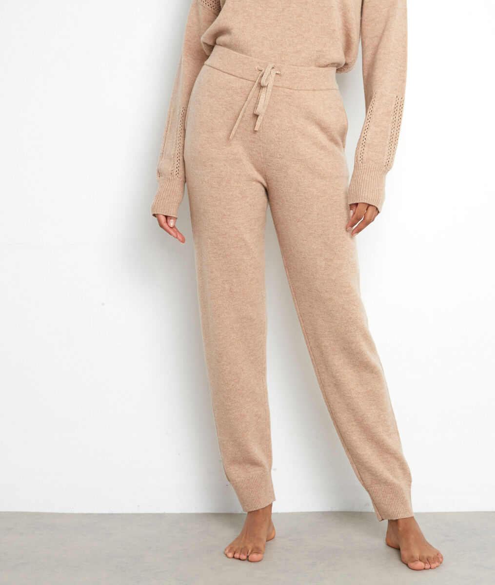 Pantalon en maille beige Tosca | 1-2-3 Pantalon en maille beige Tosca PhotoZ | 1-2-3
