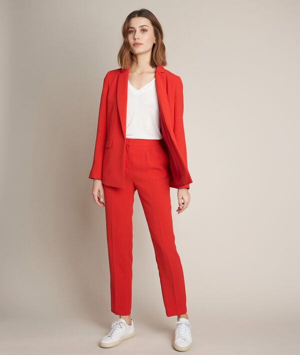 Pantalon en crêpe rouge Isaure | 1-2-3 Pantalon en crêpe rouge Isaure PhotoZ | 1-2-3
