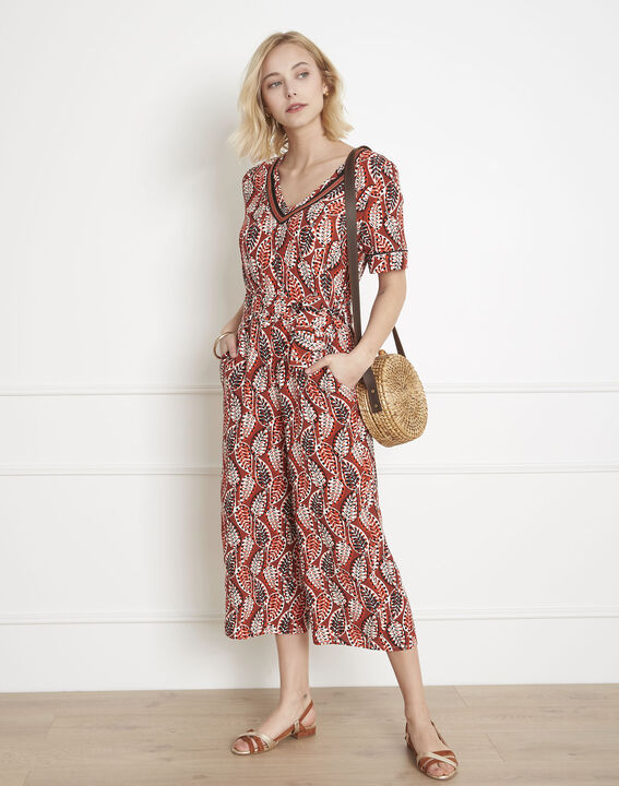 Combinaison acajou cropped imprimée Lucy | 1-2-3 Combinaison acajou cropped imprimée Lucy PhotoZ | 1-2-3