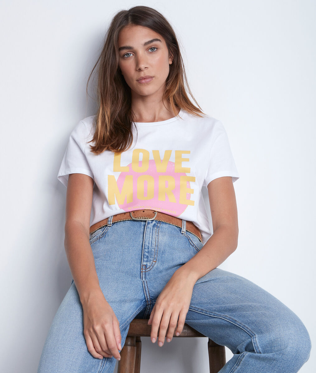 Shirt met zeefdruk in wit biologisch katoen Elove | 1-2-3 Shirt met zeefdruk in wit biologisch katoen Elove PhotoZ | 1-2-3