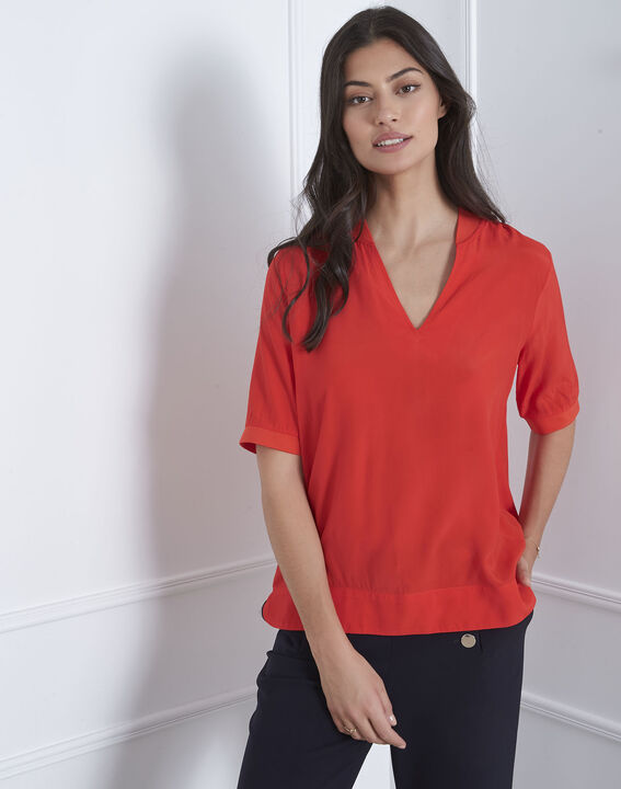 Blouse rouge col V fluide Virginie | 1-2-3 Blouse rouge col V fluide Virginie PhotoZ | 1-2-3
