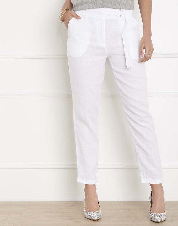 Pantalon blanc cigarette en lin Gil | 1-2-3 Pantalon blanc cigarette en lin Gil PhotoZ | 1-2-3