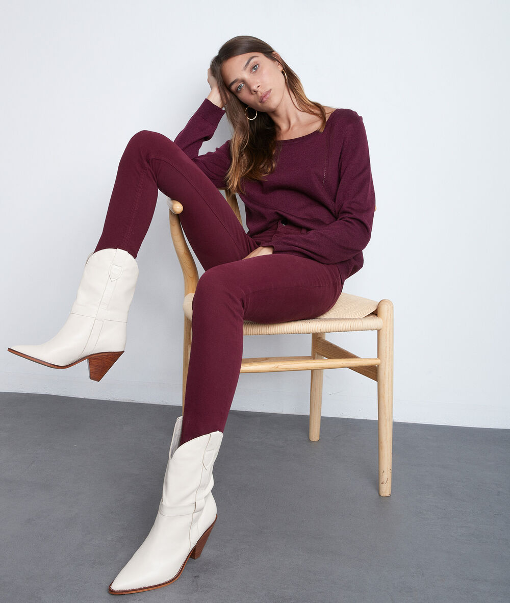 Pull en maille fine bordeaux tommy bordeaux.