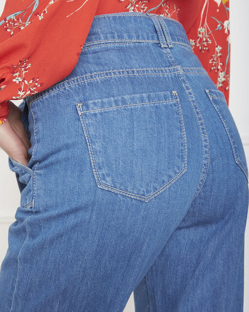 Jean flare indigo ceinturé claudy indigo clair.