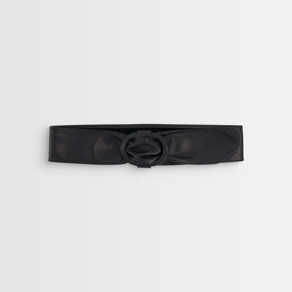 Ceinture large en cuir noire elya noir.