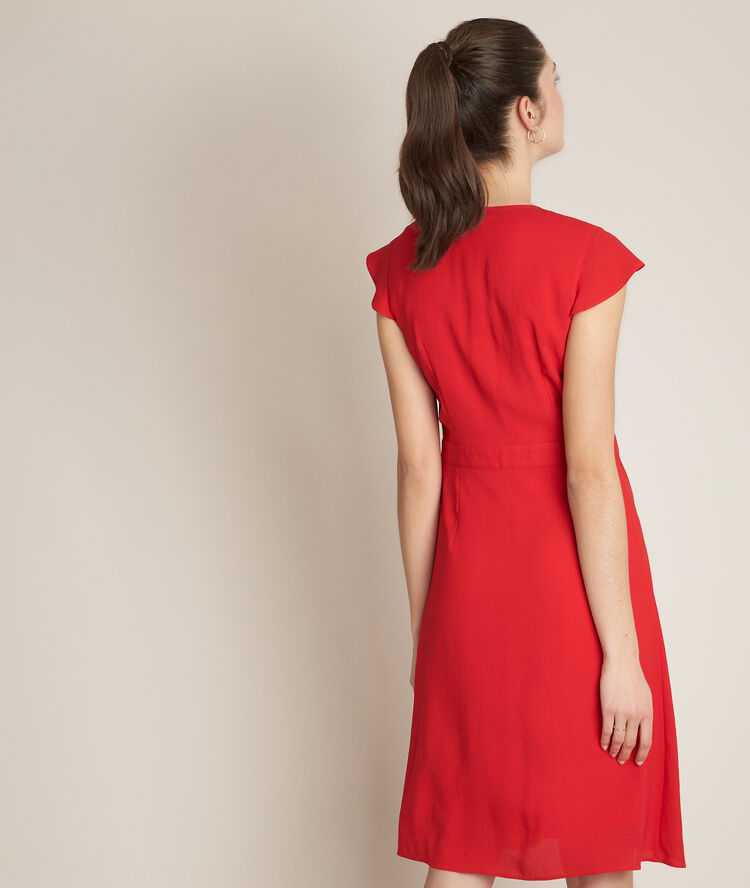 Robe cache-coeur en crèpe constance coquelicot.