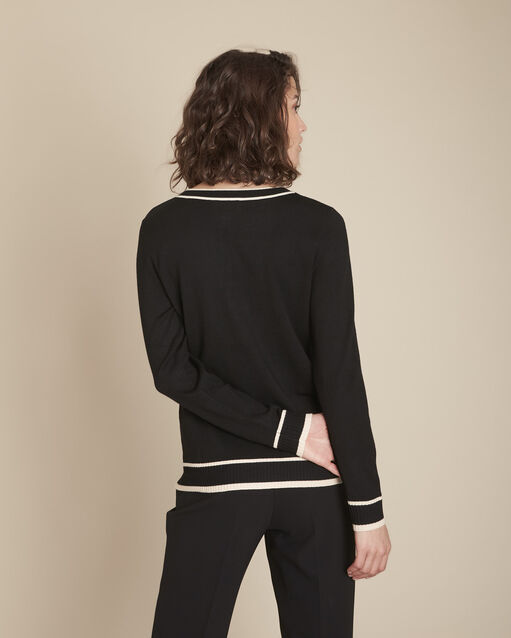 Gilet noir détail gros grain rayé fontenay noir.