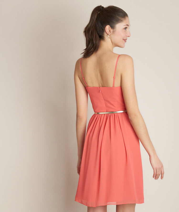 Robe bustier en polyester recyclé orchidée corail.