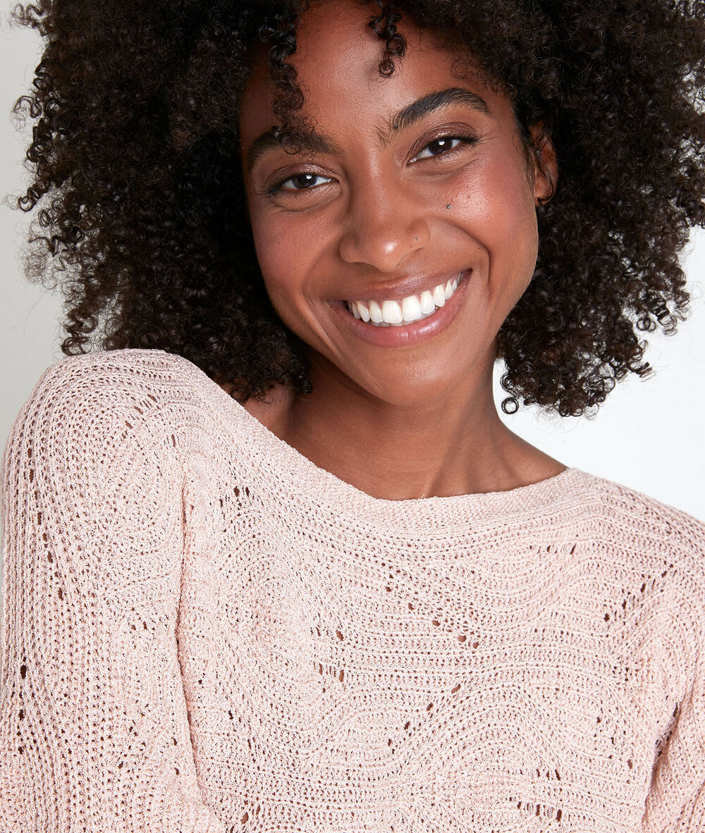 Pull ajouré rose amy peche.