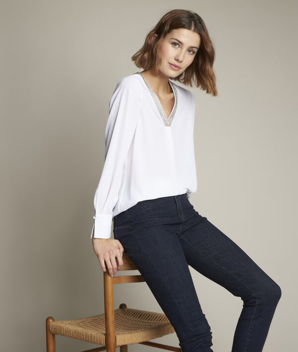 Blouse blanche en polyester recyclé Edana | 1-2-3 Blouse blanche en polyester recyclé Edana PhotoZ | 1-2-3