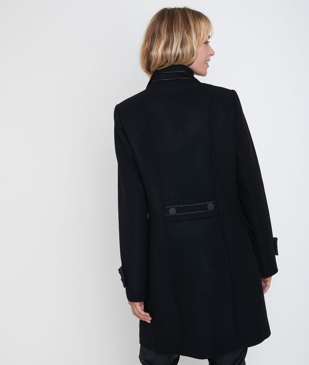 Manteau en laine recyclée osaka noir.