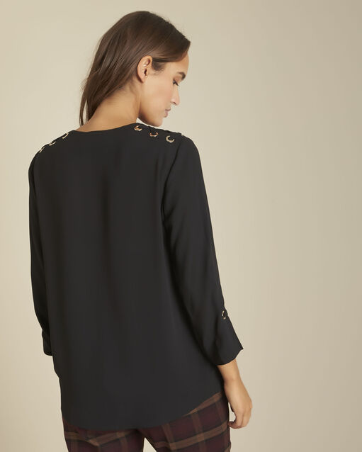 Blouse noire œillets melody noir.