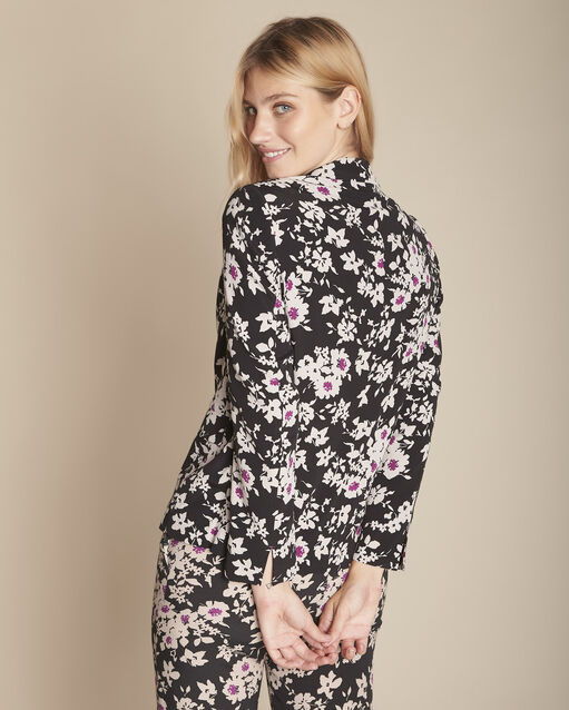 Veste noire imprimé fleuri bathilde noir.