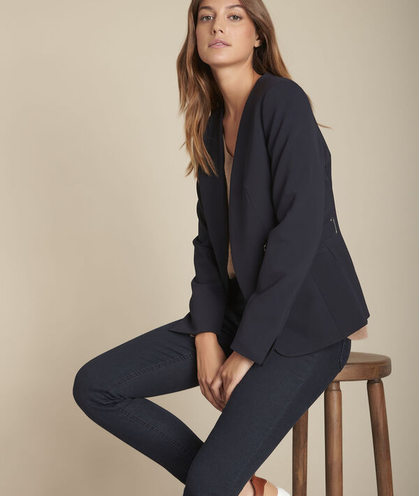 Veste en microfibre marine Beatrice | 1-2-3 Veste en microfibre marine Beatrice PhotoZ | 1-2-3