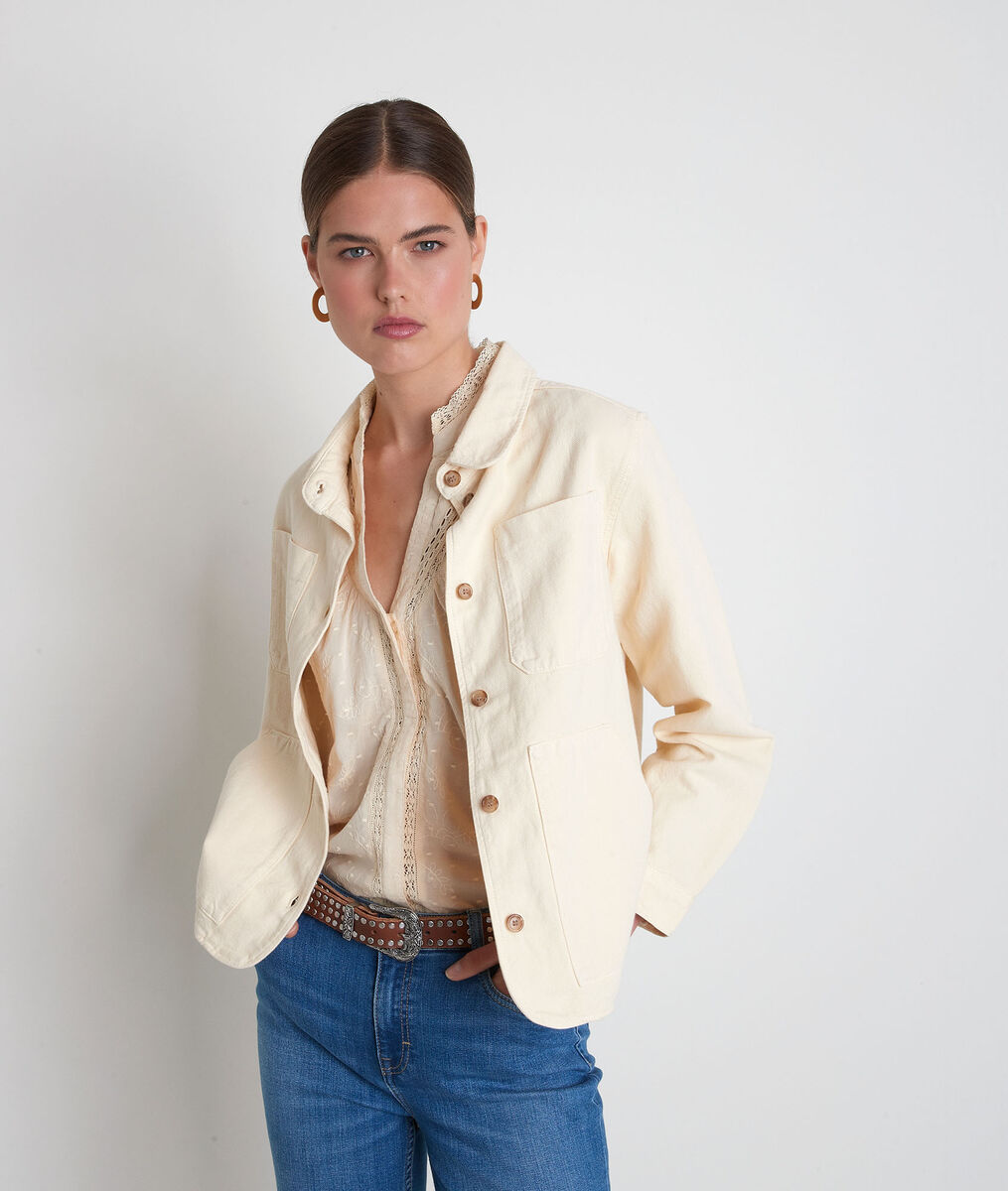 Veste en coton et lin paille Romea | 1-2-3 Veste en coton et lin paille Romea PhotoZ | 1-2-3
